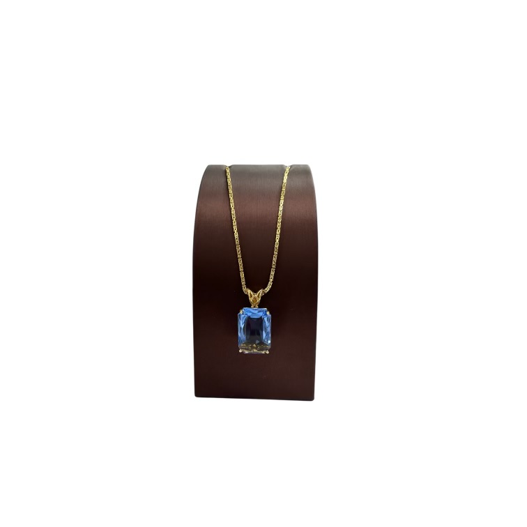 14k Y Gold Blue stone Cz