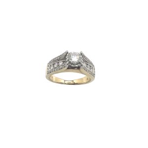 14k Dia Ring, CZ center
