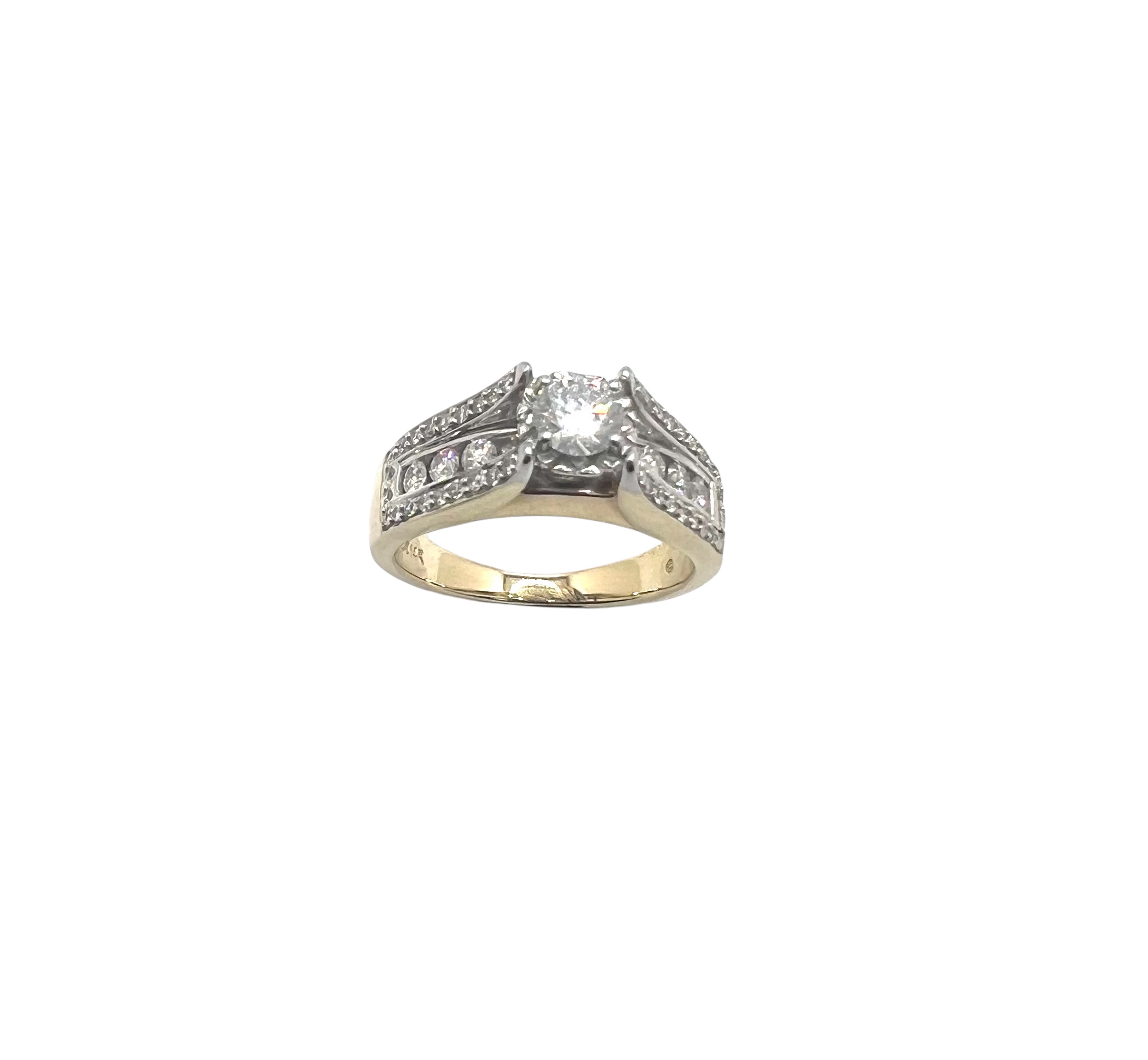 14k Dia Ring, CZ center